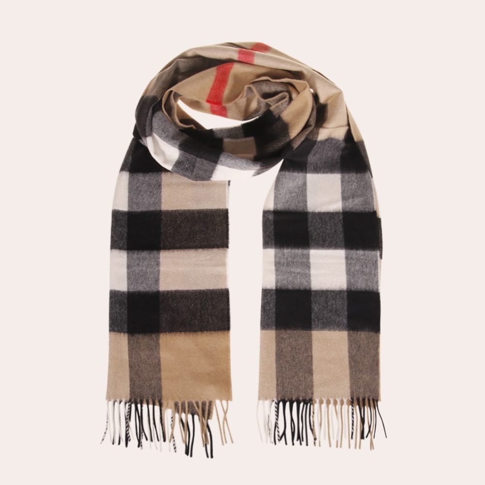 NEW 💕 XL BURBERRY LONDON 2026 Half Mega Giant Check Cashmere Scarf Shawl Wrap - Picture 5 of 12